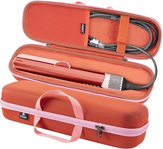 RAIACE Hard Carrying Case Compatible with dyson airstrait straightener, Travel Storage Bag. (for sale is case only) (Bronze red)