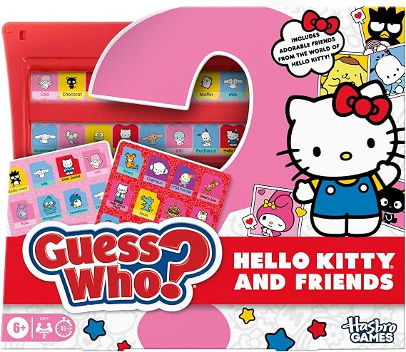 Hasbro Gaming Guess Who? Hello Kitty and Friends Edition Game | Officially Licensed Sanrio Games for Kids | 2 Players | 15 Mins. | Travel Friendly | Ages 6+