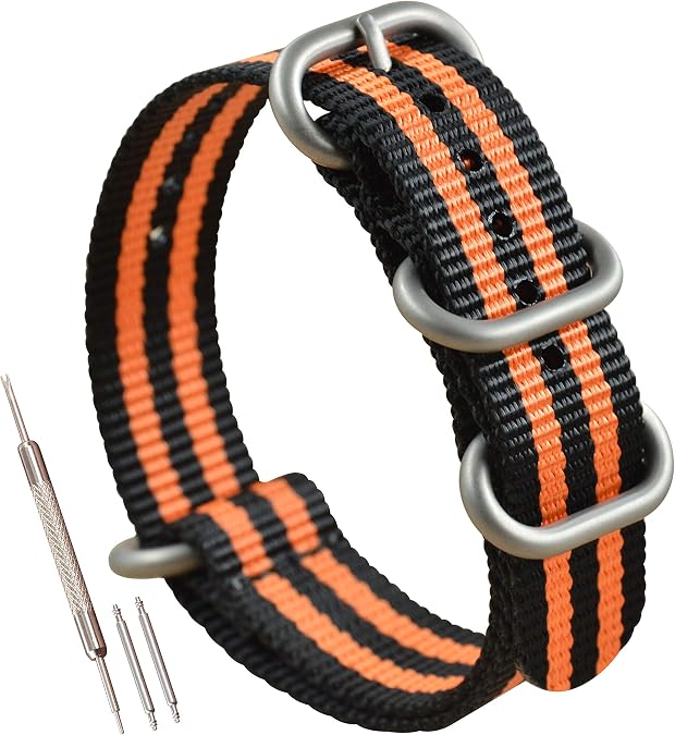 Thick Nylon Watch Strap Replacement 4 Rings Long(18 19 20 21 22 23 24 26mm)