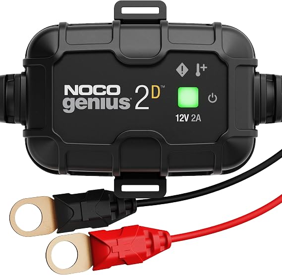 NOCO GENIUS2D: 2A 12V Smart Onboard Battery Charger - Direct-Mount Automatic Maintainer, Trickle Charger & Desulfator with Overcharge Protection & Temperature Compensation for Lead-Acid Batteries | Direct-Mount, Overcharge Protection, Desulfator, Temperature Compensation, Force Mode, For Lead-Acid (Wet, Gel, AGM, SLA)