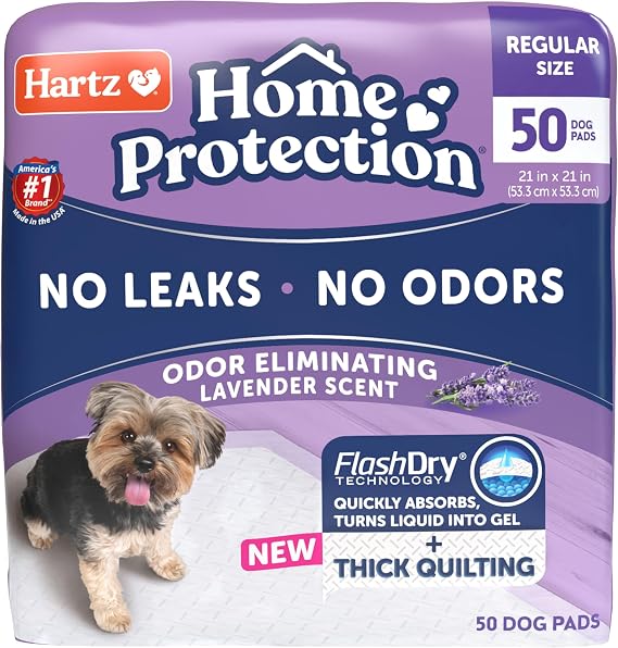 Hartz Home Protection Lavender Scented Odor Eliminating Dog Pads, 50 Count