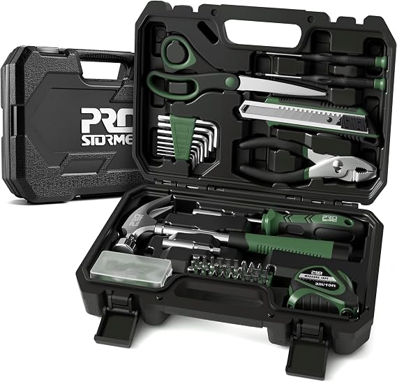 Prostormer 93-Piece Tool Kit, Basic Household Tool Set, Green