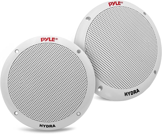 Pyle 6.5 Inch Dual Marine Speakers-2 Way Waterproof & Weather Resistant Outdoor Stereo Sound System with 400 Watt Power,Polypropylene Cone & Butyl Rubber Surround-1 Pair PLMR605W(White) (Pack of 12)