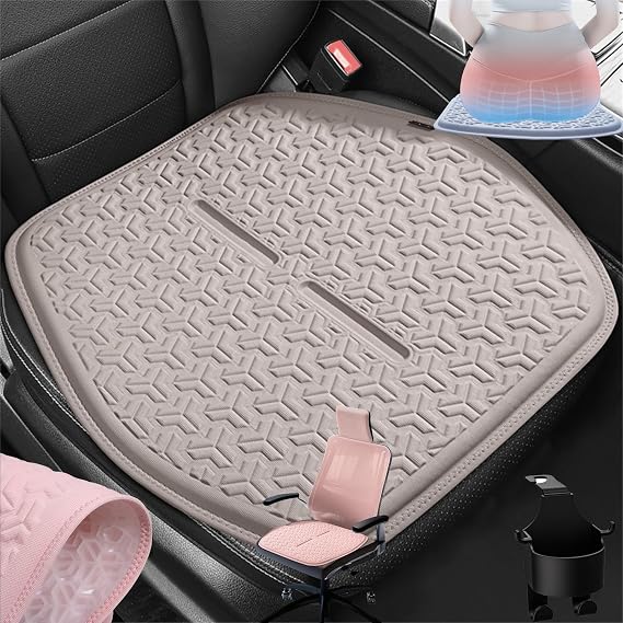 Summer Jelly Gel Seat Cushion,Car Seat Cooling Pad,Breathable Non-Slip Gel & Memory Foam Cooler,Pressure Relief Cars Seat Ice Pack Pad, Seat Cushion for Long Sitting (Grey, 1 seat)