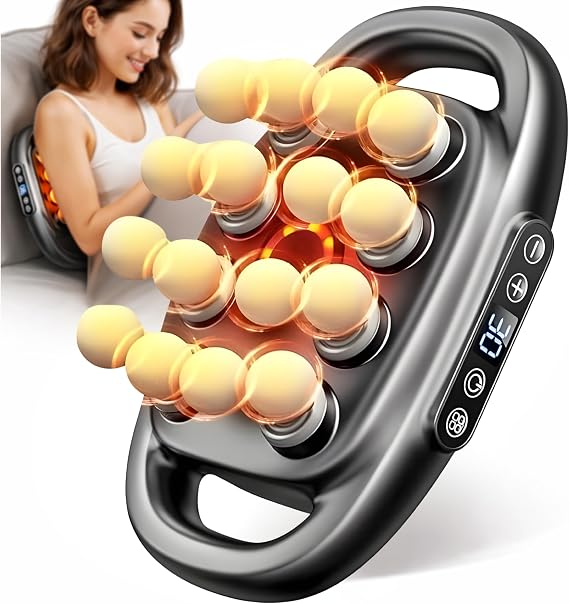 2026 16-Head Deep Tissue Body Massager with Heat, 3 Modes & 30 Intensities, Multi-Head Back Massager for Full Body Relief, Quiet Percussion Massager for Back, Neck, Legs, Waist,1800mAh Battery