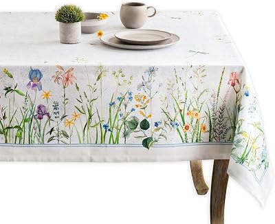 Maison d Hermine Table Cloth Rectangle Table 100% Cotton 70 x 120 Inches Tablecloth Reusable Decorative for Dining Kitchen Room Farmhouse Home Easter Decorations Spring Summer - Fleurs De Mai
