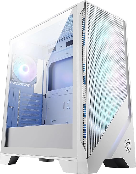 MSI MAG Forge 320R Airflow White Mid-Tower Computer Case - ATX Capacity, RTX 40 GPU Support, ARGB Fan, Magnetic Dust Filter, Toughened Glass, 1-6 ARGB Hub, USB 3.2 Generation 1 Type A