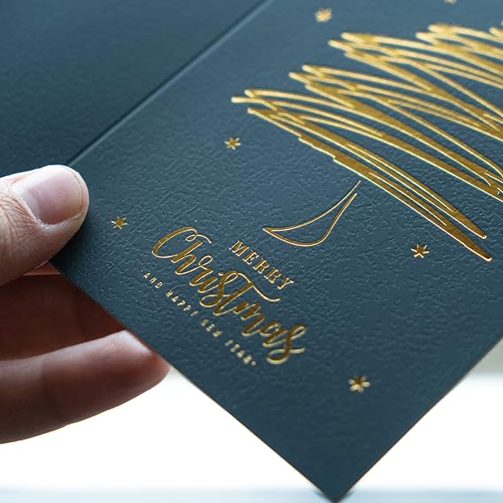 Gold Foil Holiday Cards, Christmas Cards, Pack of 24 with Envelopes, Christmas Cards Boxed, Christmas Card, Bulk, Greeting Cards, Happy Holidays Cards, Xmas