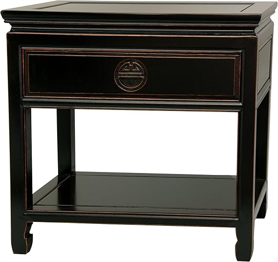 Red Lantern Elegant End Table - Antique Black