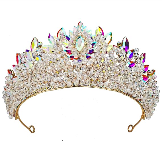 QXMYOO Elegant Rhinestone Crown for Women 3" Wedding Tiara Crystal Princess Crowns for Sweet 16 Birthday Quinceanera Coronas Para 15 Anos (AB Silver)