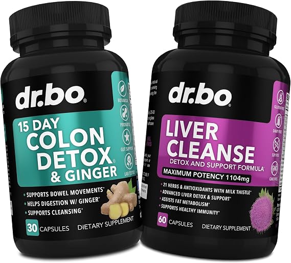 Colon Cleanser Detox & Liver Cleanse - 15 Day Colon Cleanse Pills with Ginger & Liver Detox Support Supplement Milk Thistle Dandelion - Bowel Movement Supplements for Intestinal Stomach Bloating Gut