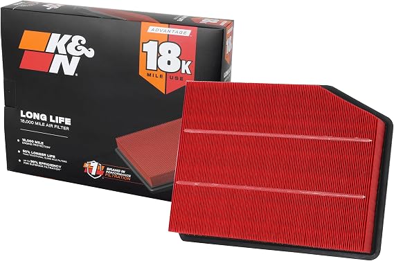 K&N Engine Air Filter: Long Life 18,000 Mile Replacement Air Filter: Compatible with 2019-2026 Chevy/GMC Truck (Silverado 1500, Sierra 1500), KNA-5083