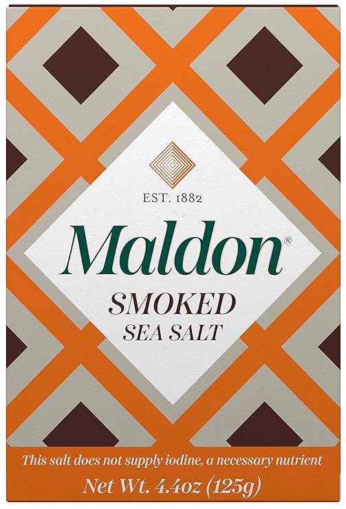 Maldon - Smoked Sea Salt Flakes, 4.4 oz (125 g) - Unique Pyramid Shaped Salt Flakes - Gently Smoked Over Oak - Perfect for a Wide Range of Dishes, Hand-Harvested for Four Generations