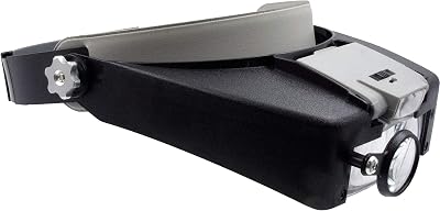 Zega Crafts Headband Magnifier w 3 Multi-Depth Magnifying Lenses & Detachabe Worklight
