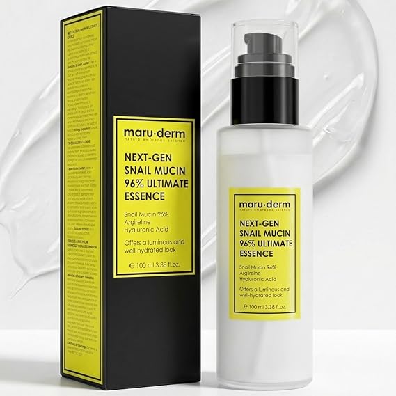 Maruderm Yeni Nesil%96 Salyangoz Özlü Ultimate Esans – Yoğun Nemlendirici ve Parlaklık Destekleyici Yüz Esansı, Hyaluronik Asit & Peptit ile, 100 ML
