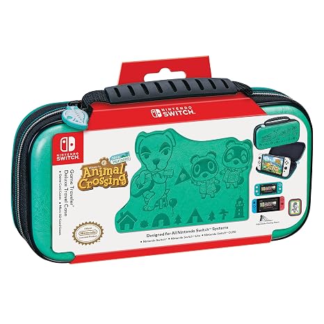 Game Traveler Nintendo Switch Animal Crossing Case - Holds Switch OLED, Switch or Switch Lite, Adjustable Viewing Stand & Bonus Game Cases, Deluxe Carry Handle, Licensed Nintendo Switch Case