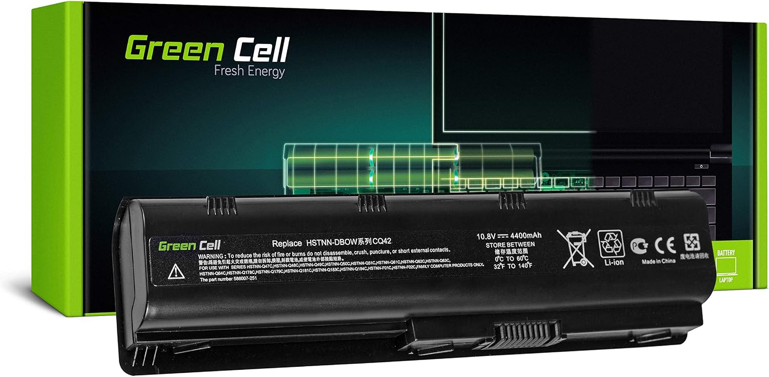 green cell ® standard series mu06 mu09 593553-001 593554-001 593562-001 hstnn-lb0w hstnn-ub0w battery for hp laptop 6 cells 4400mah 10.8v black
