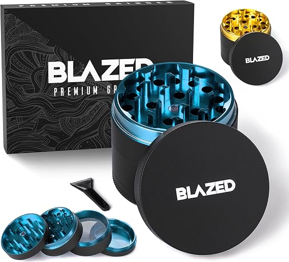 Blazed Large Aluminium Herb Grinder (Blue)