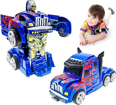Car Toys for 3 4 5 Year Old Boys Toddlers, Transforming Trucks Toys for 3 Year Old Boys, Robot Toys for Kids 3-6 Birthday Gifts for 3 4 5 6 Years Kids Girl Boys