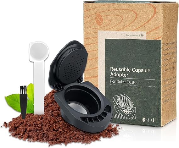Reusable Capsule Adapter for Dolce Gusto, Refillable Coffee Capsule Adapter Coffee Capsules Converter Support Fill Coffee Powder Compatible with Piccolo XS/Genio S/EDG 305/EDG 606.S
