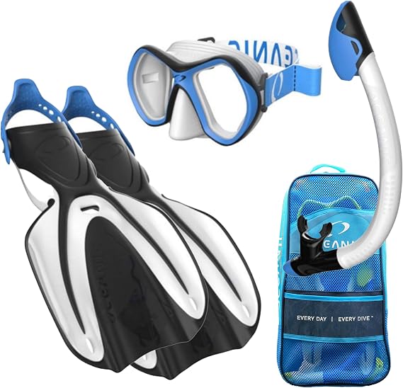 Oceanic Snorkel Set, Mask, Fins & Mesh Gear Bag