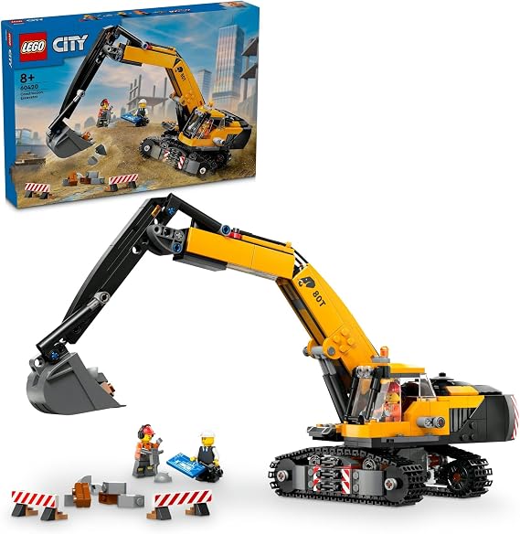 LEGO City Yellow Excavator Toy, Building Blocks, Birthday Present, For Boys and Girls, Children, Ages 8 to 10, Mini Car, 60420