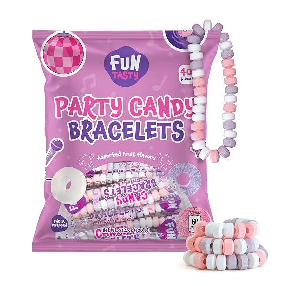 Candy Bracelets, Bulk Candy Individually Wrapped - 40 Count Pack