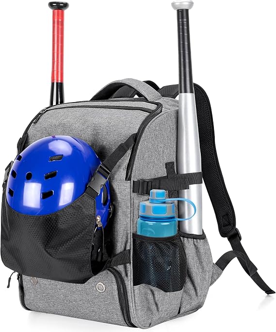 DSLEAF Baseball Backpack for 4 Bats, Softball Bat Bag with Helmet Holder