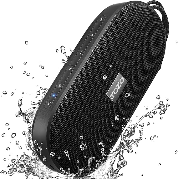 TOZO PA1 Portable Bluetooth Speaker, Powerful Stereo Sound with Deep Bass | 25H Playtime, IPX7 Waterproof for Shower, Wireless Speaker with App EQ Control, Dual Pairing for Home and Travel Black