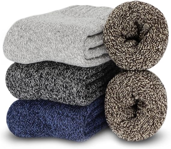 3Pack Mens Super Thick Wool Warm Socks Soft Casual Knit Winter Crew Socks