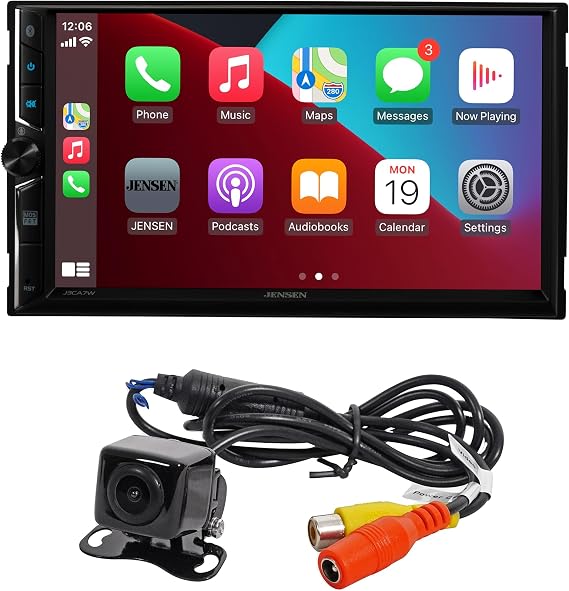 Jensen J3CA7W-BUC 7" Wireless Apple CarPlay Android Auto Stereo, Camera | Backup camera included, wired or wireless Certified Apple CarPlay and Android Auto, 7-inch touchscreen, Bluetooth, USB