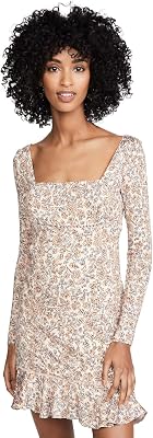 Free People Womens Boheme Mini Dress, Ivory Combo, Off White, Floral, 12
