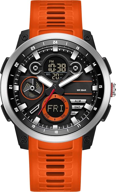 Men's Military Digital Watch Analog Quartz Waterproof Watches Sport Tactical Outdoor Electronic Multifunctional Wristwatch with Luminous Stopwatch Countdown Alarms Big Face Relojes para Hombres