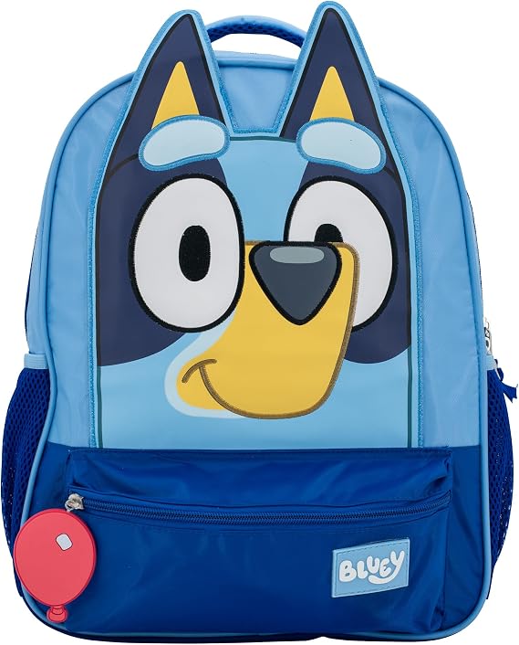 Bluey Kids Backpack, 16 Inch School Bag with 3D Features, Blue