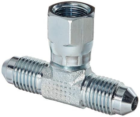 Eaton Aeroquip 203101-4-4S Swivel Nut Branch Tee, JIC 37 Degree End Types, Carbon Steel, 1/4 JIC(f) x 1/4 JIC(m) End Size, 1/4" Tube OD