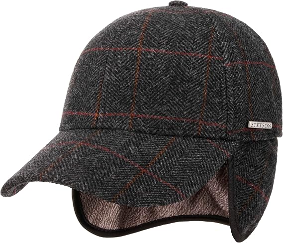 Stetson Kinty Wool Cap with Ear Flaps Lined Peaked Cap Men Fall Winter
