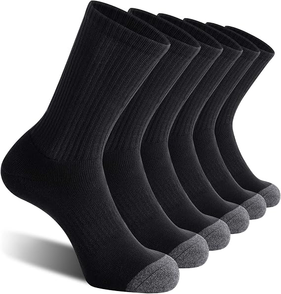CelerSport Men's Athletic Work Crew Boot Socks with Full Cushion