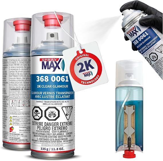 SprayMax 2K Glamour High Gloss Clear Coat | 2K Automotive Clear Coat Spray Paint | High Gloss Finishing Spray | UV-Resistant, Scratch & Gasoline Resistant | Professional Grade 11.8 oz