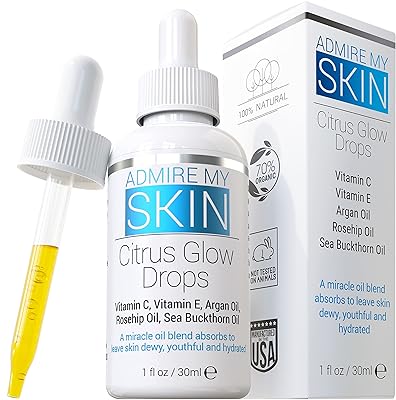 Admire My Skin Vitamin C Gua Sha Oil for Face - Organic Facial Oil for Glowing Skin with  Argan & Rosehip Oils - For a Dewy, Youthful Glow 1oz