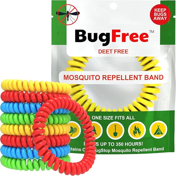 Mosquito Repellent Bracelets (10 Pack) Mosquito Repellent Bracelets for Adults and Kids - Premium DEET-Free Bands - 10 Multicolor Bands - Individually Wrapped