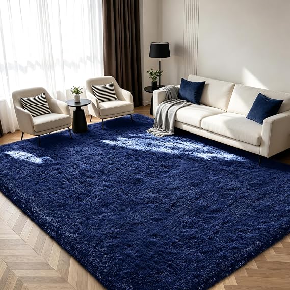 Shag Area Rugs for Bedroom Living Room,Ultra Soft Fluffy Area Rugs for Dorm,Indoor Carpet Plush Rugs for Living Room Home Decor (Blue, 8x10 Feet)