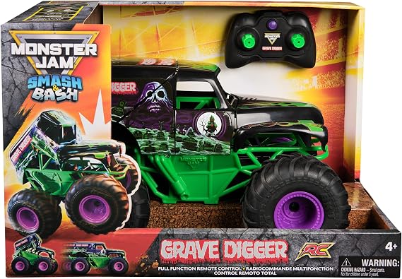 Monster Jam - Smash 'n Bash Grave Digger, uzaktan kumandalı canavar kamyon, çarpışma sırasında deforme olur ve düğmeye basarak tekrar onarılır, 2,4 GHz kontrol, 4 yaşından itibaren