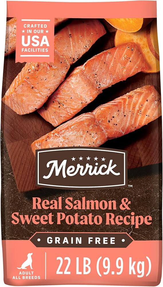 Merrick Premium Grain Free Dry Adult Dog Food, 22 lb Bag | Wholesome, grain-free natural kibble made with real Texas beef and sweet potato, 70% protein from animal sources