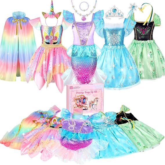 HAMSILY Princess Dress Up Clothes for Little Girls 3 4 5 6 Year Old