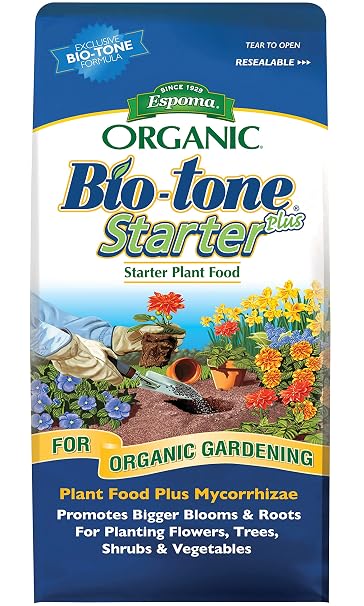 Espoma Organic Bio-Tone Starter Plus 4-3-3 Natural & Organic Starter Plant Food with Both Endo & Ecto Mycorrhizae; 4 lb. Bag; The Ultimate Starter Fertilizer - Pack of 2