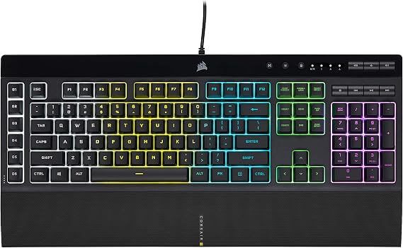 Corsair K55 RGB PRO Membrane Wired Gaming Keyboard - IP42 Dustproof and Spill Proof - 6 Macro Keys with Elgato Integration - Compatible with iCUE - QWERTY NA - PC Mac Xbox - Black