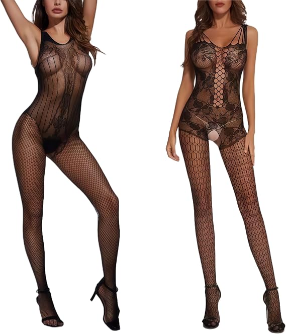 Sexy Lingerie for Women Naughty Fishnet Lingerie Set Lace Bodysuit Outfits Set Teddy Sheer Mesh Erotic