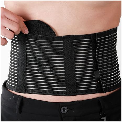 Armor Adult Flexible Umbilical Hernia Support Belt for Relief of Abdominal Pain and Pressure, Stretchy Elastic Tummy Control Comfort, Black Color, Size Small for Men and Women