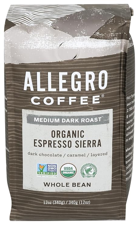 Allegro Coffee Organic Espresso Sierra Whole Bean Coffee, 12 oz