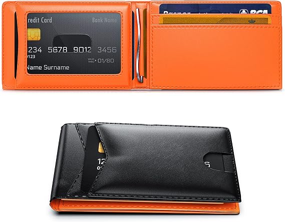 GIPUSSON Bifold Wallet for Men Airtag, Leather Mens Wallet with Airtag Holder, Mens Slim Front Pocket Airtag Wallet, Gift Box and Screen Protector Included, AirTag Not Included